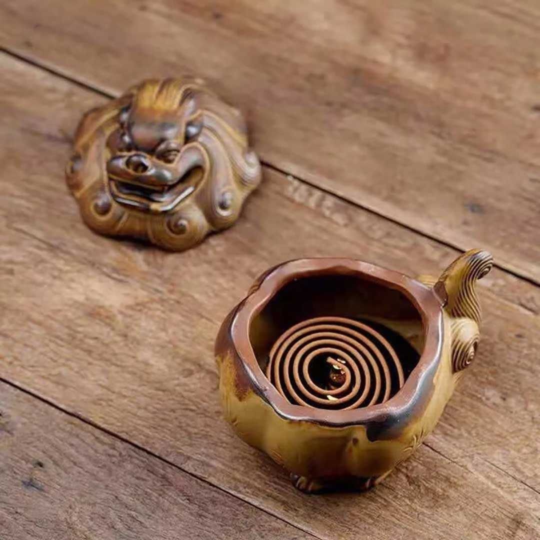 香炉 獅子 風水 開運 線香立て オブジェ 金運 幸運 アジアン 百獣 雑貨