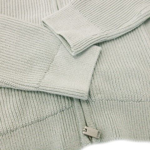 フォクシー FOXEY 42848 Cardigan Stream フーディ ニット パーカー ジップアップ ローゲージ コットン シルク混 絹混 40 緑 グリーン 42848 Cardigan 