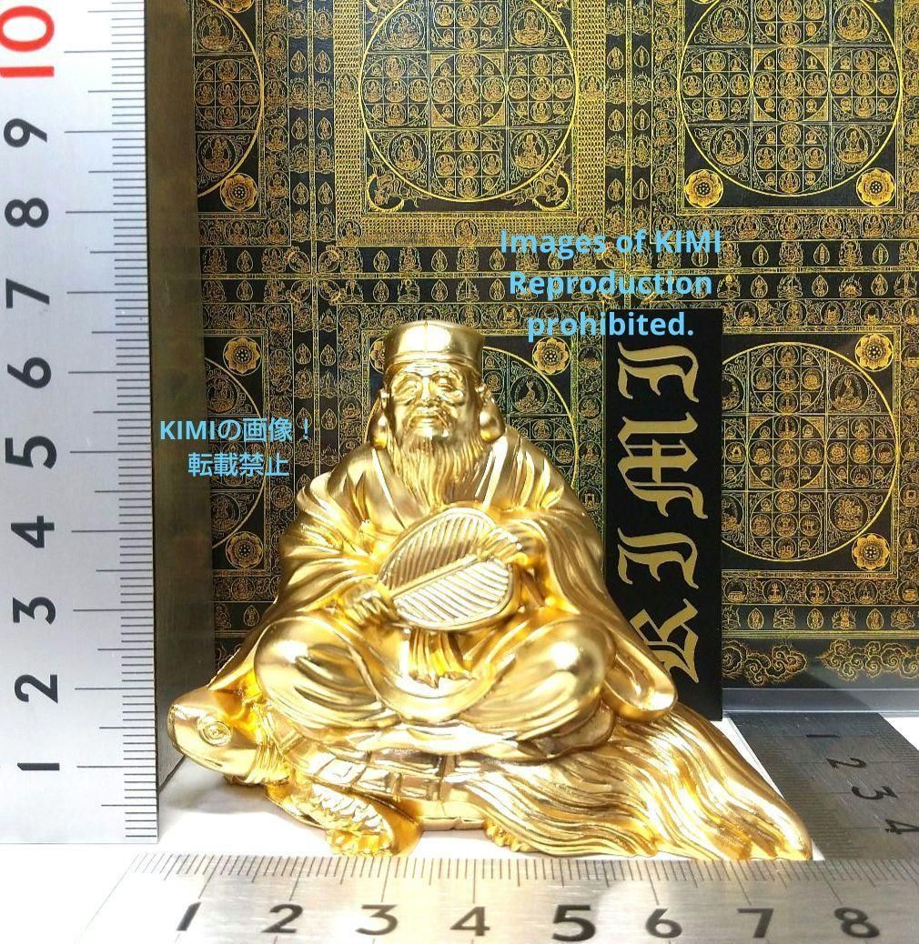 寿老人 金メッキ 24金 名仏師 牧田秀雲 原型 仏像 置物 仏教美術 