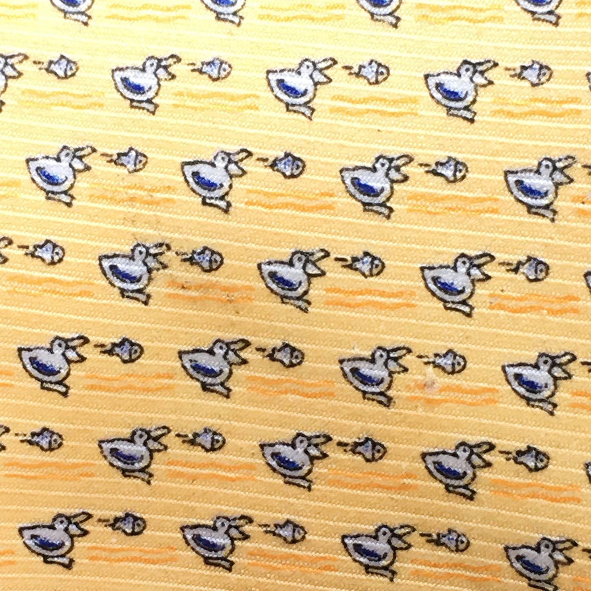 美品 エルメス HERMES ネクタイ シルク 動物柄 アヒル アニマル柄 HERMES 【新品】エルメス ネクタイ シルクツイルタイ 9.1cm
