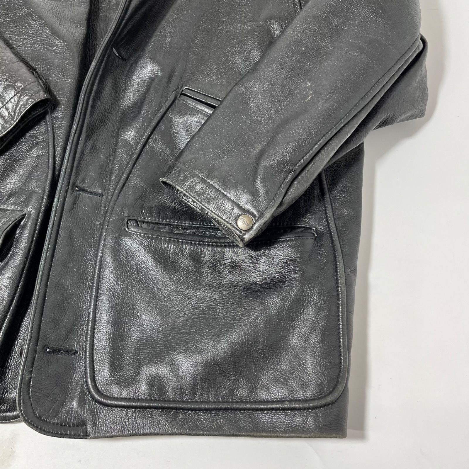 Chevignon Vintage Biker Leather Jacket W. R.d. Black