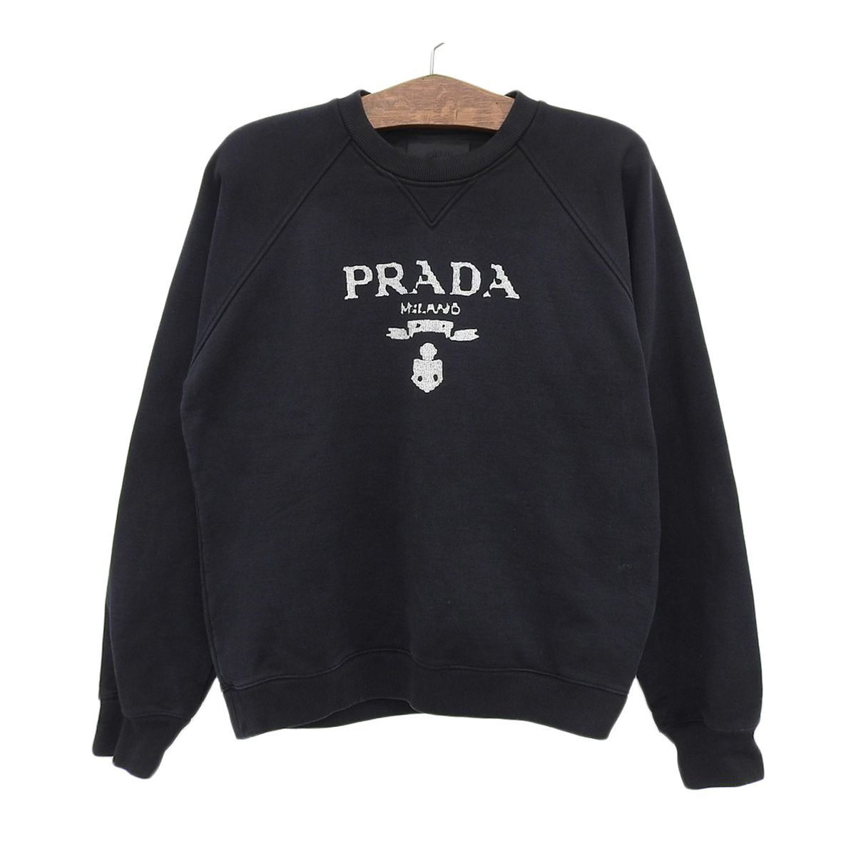 プラダ ロゴ プリンテッド トレーナー UJL190 S202 1YYB メンズ ブラック PRADA【中古】 【アパレル・小物】