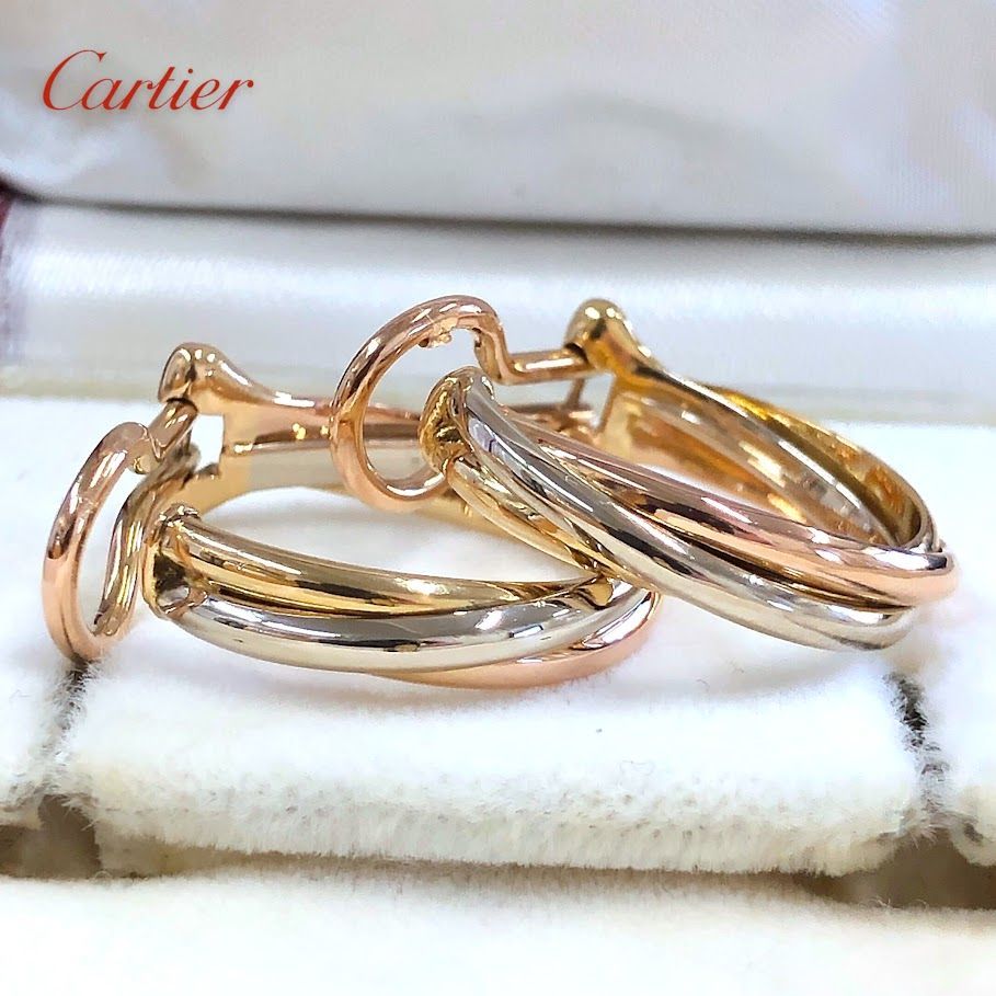 未使用級 Cartier カルティエ トリニティ 750 イヤリング 8.2ｇ スリー ...