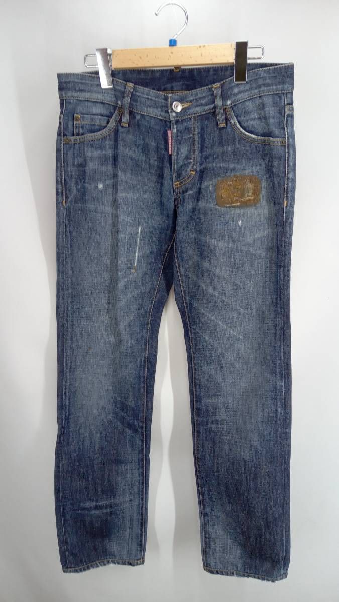 【イタリア製】DSQUARED2 クラッシュ加工 スキニーデニム スリムフィット ☆ DSQUARED2 ディースクエアード2 デニムパンツ S71L ダメージ