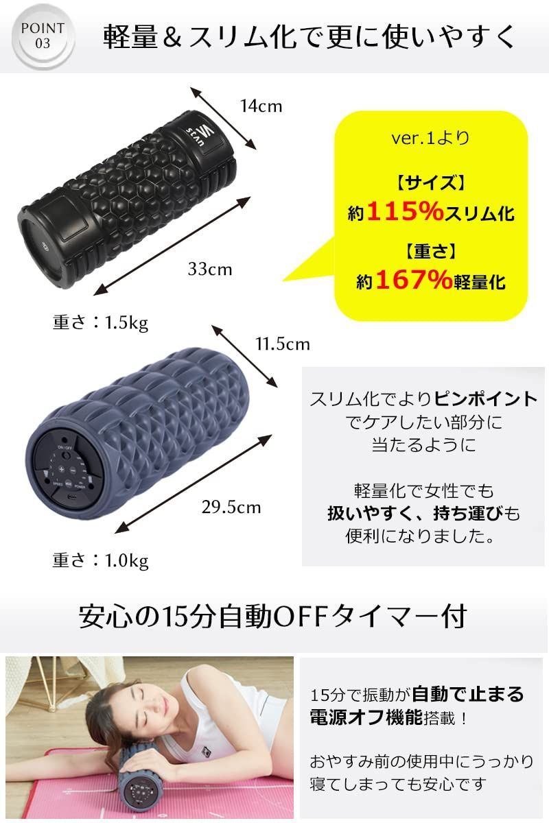 stan フォームローラー 電動 ストレッチ ポール 振動 筋膜リリース トリガーポイント USB (ブラック, EX) 電動フォームローラー マッサージ器 フォームローラー 筋膜リリース