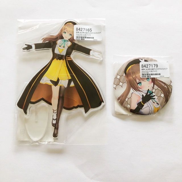 あおぎり高校 栗駒こまる 新衣装 アクリルスタンド + 缶バッジ セット