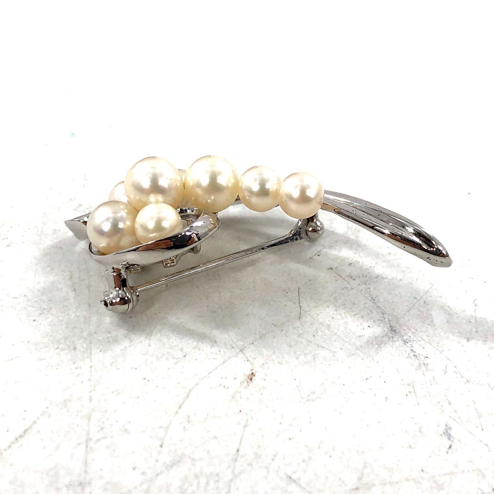 MIKIMOTO ミキモト パール ブローチ シルバー×ホワイト 5.5mm