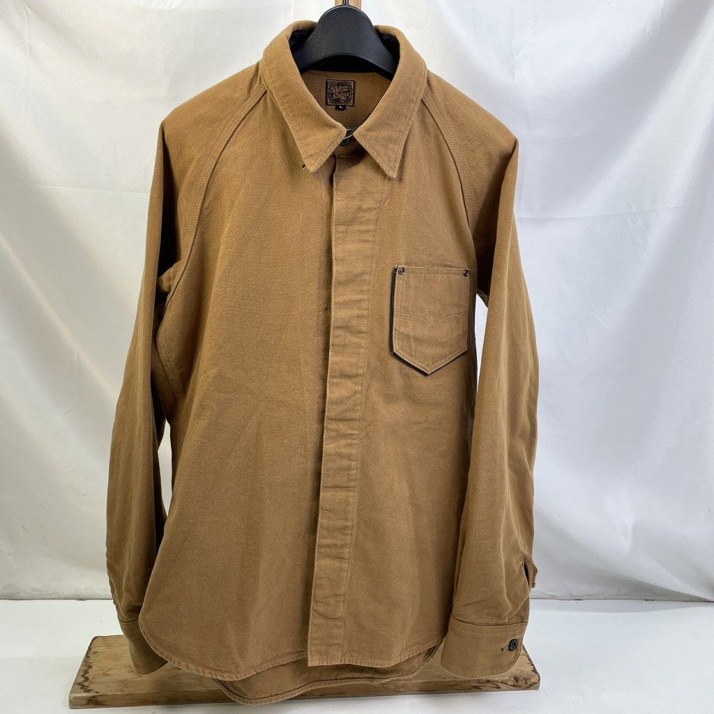 01w-5562 Deluxe Ware デラックスウエア 40s DucksBuck Denim Shirt ブラウン サイズL 日本製 メンズ 長袖シャツ コットン 品