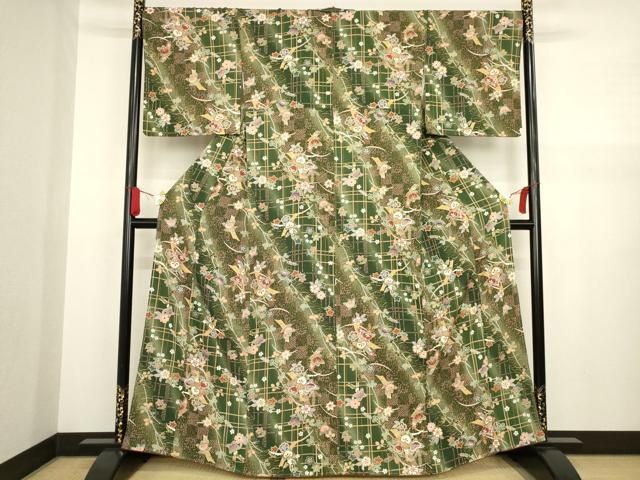 新作入荷，安い 平和屋着物▼上質な小紋　作家物　手描き　枝花文　暈し染め　正絹　逸品　CAAW4753hy