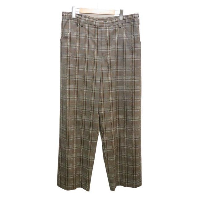 SUNSEA 22ss Check Wide Pant SIZE 2 22S45 サンシー チェック ワイド パンツ ブラウン 大名店