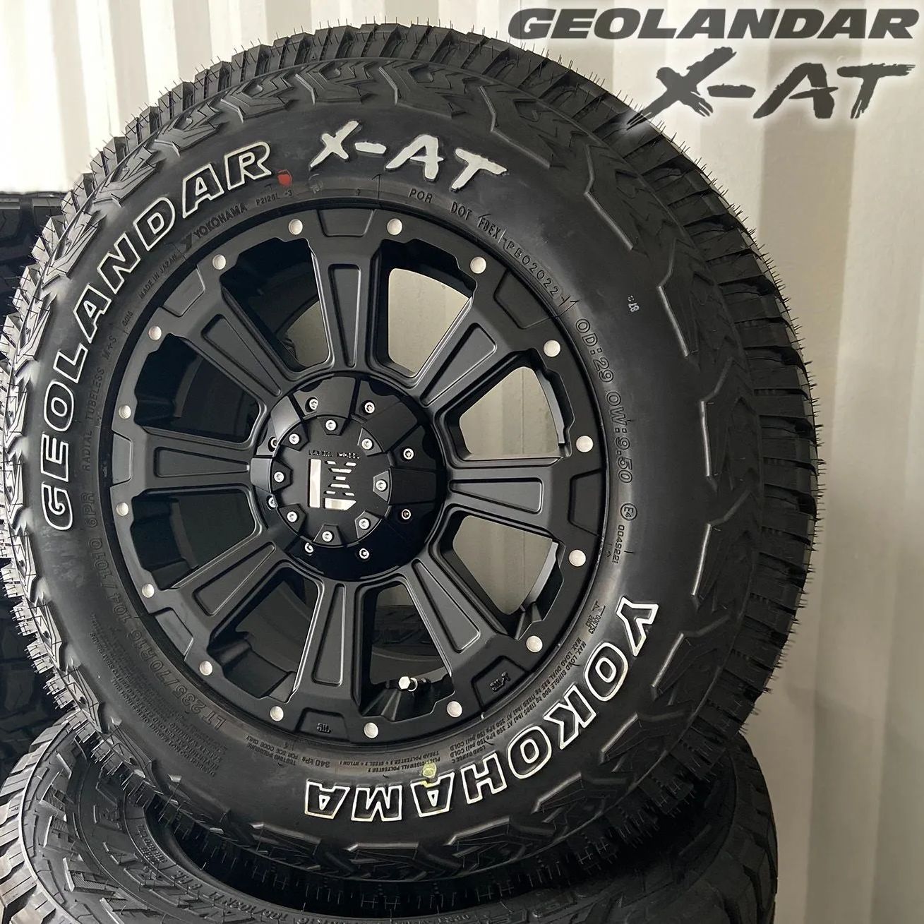 夏タイヤセット デリカD5 RAV4 CX5 エクストレイル タイヤホイールセット 16インチ ヨコハマ ジオランダー YOKOHAMA  GEOLANDAR X-AT 235/70R16 ホワイトレター LEXXEL DeathRock