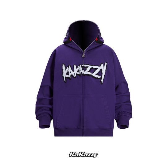 kakazzyキャラクター風 紫 パーカー kakazzyキャラクター風 紫 パーカー