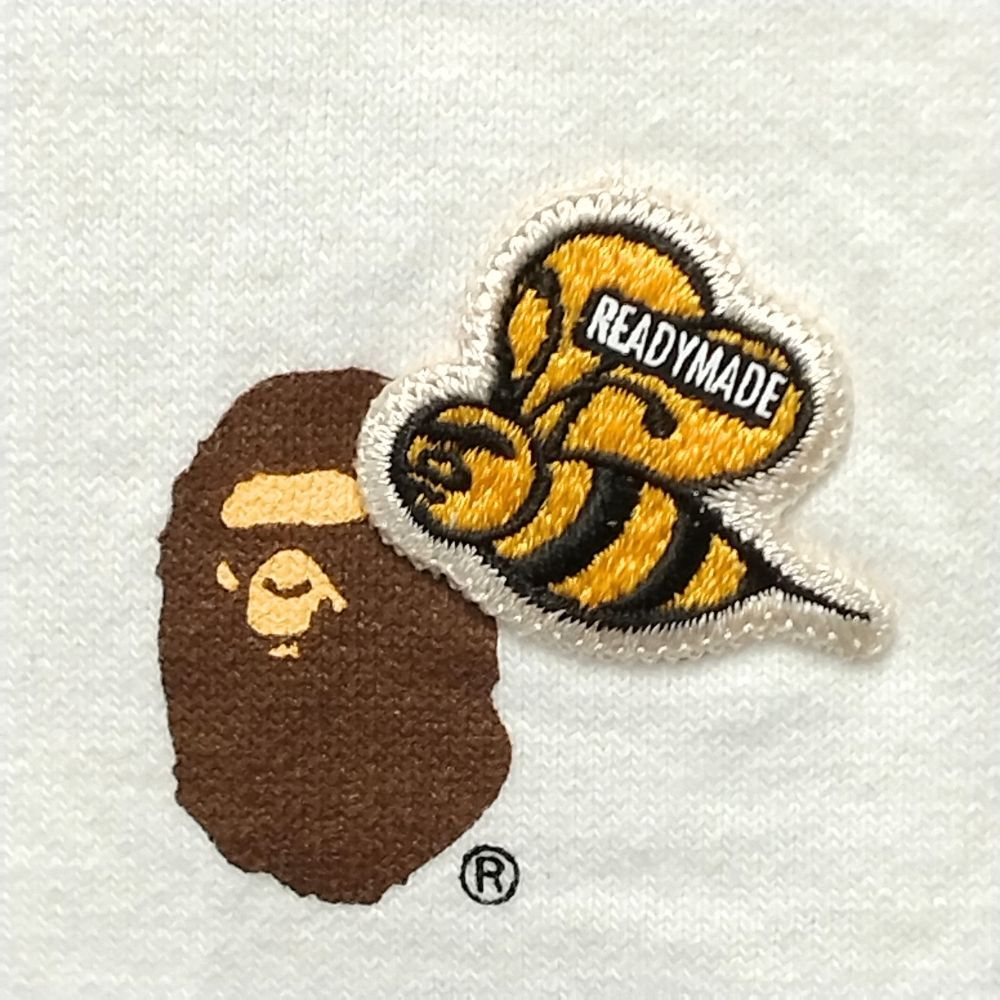 A BATHING APE アベイシングエイプ × READY MADE レディメイド 半袖Ｔシャツ 白/ブルーカモ サイズL 正規品 / 34872