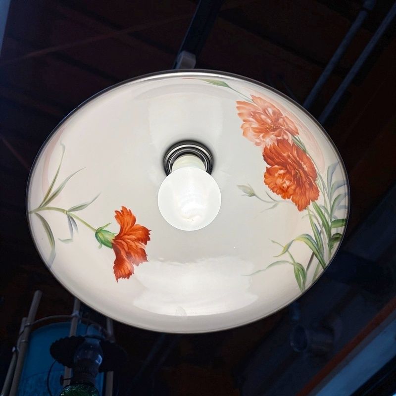 ノリタケ 昭和初期 カーネーション ランプシェード 直径23cm レトロ 日陶 電傘 花 フラワー 乳白色 ペンダントライト 照明 オシャレ ヴィンテージ RU1128-4 NEXPOTALLINN_EU