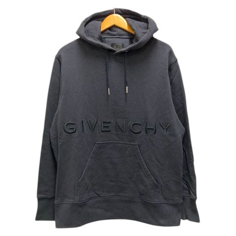 ジバンシィ GIVENCHY パーカー フーディー スウェット コットン 4D刺繍 ロゴ 長袖 M 紺 ネイビー