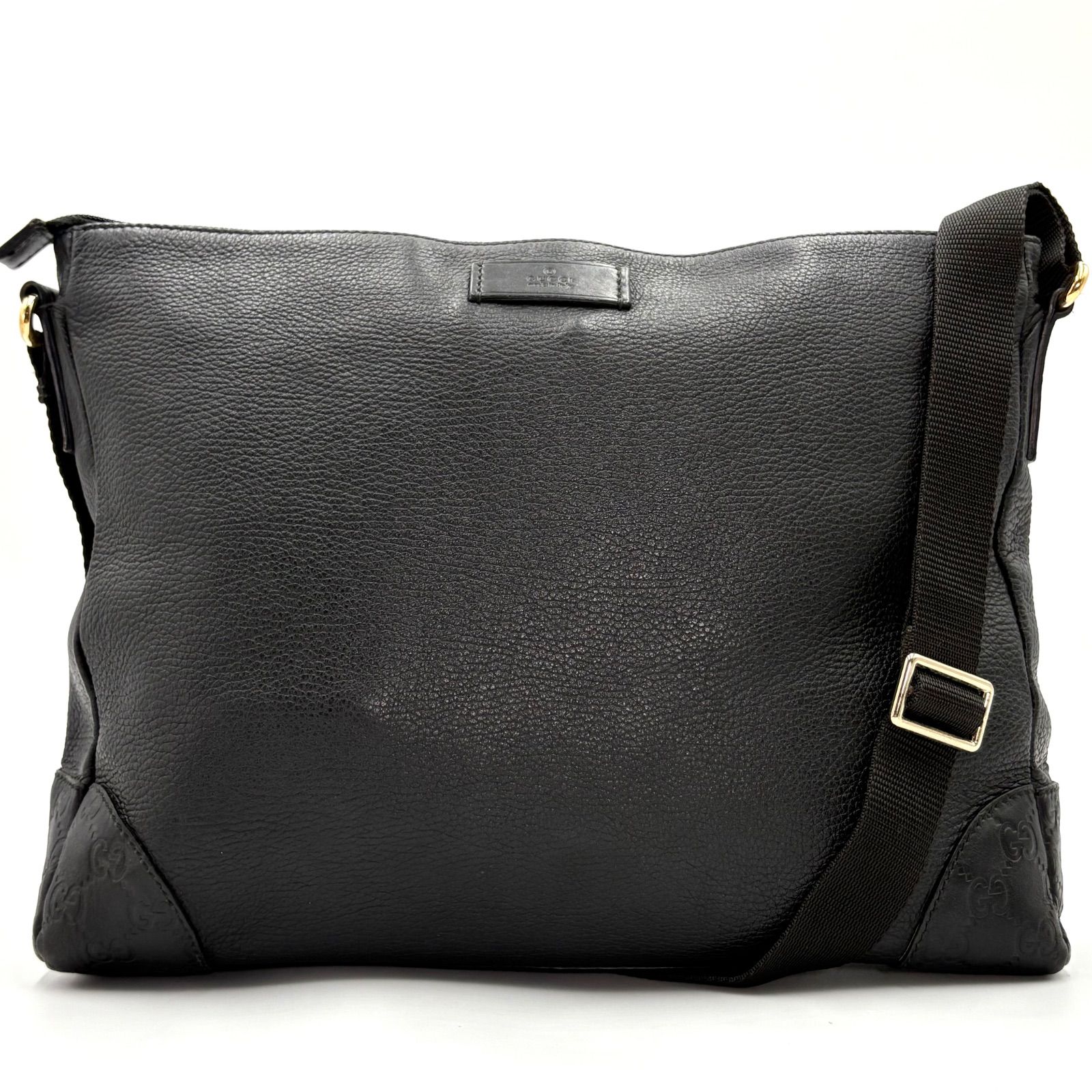 GUCCI グッチ GGシマレザー ショルダーバッグ メッセンジャーバッグ 