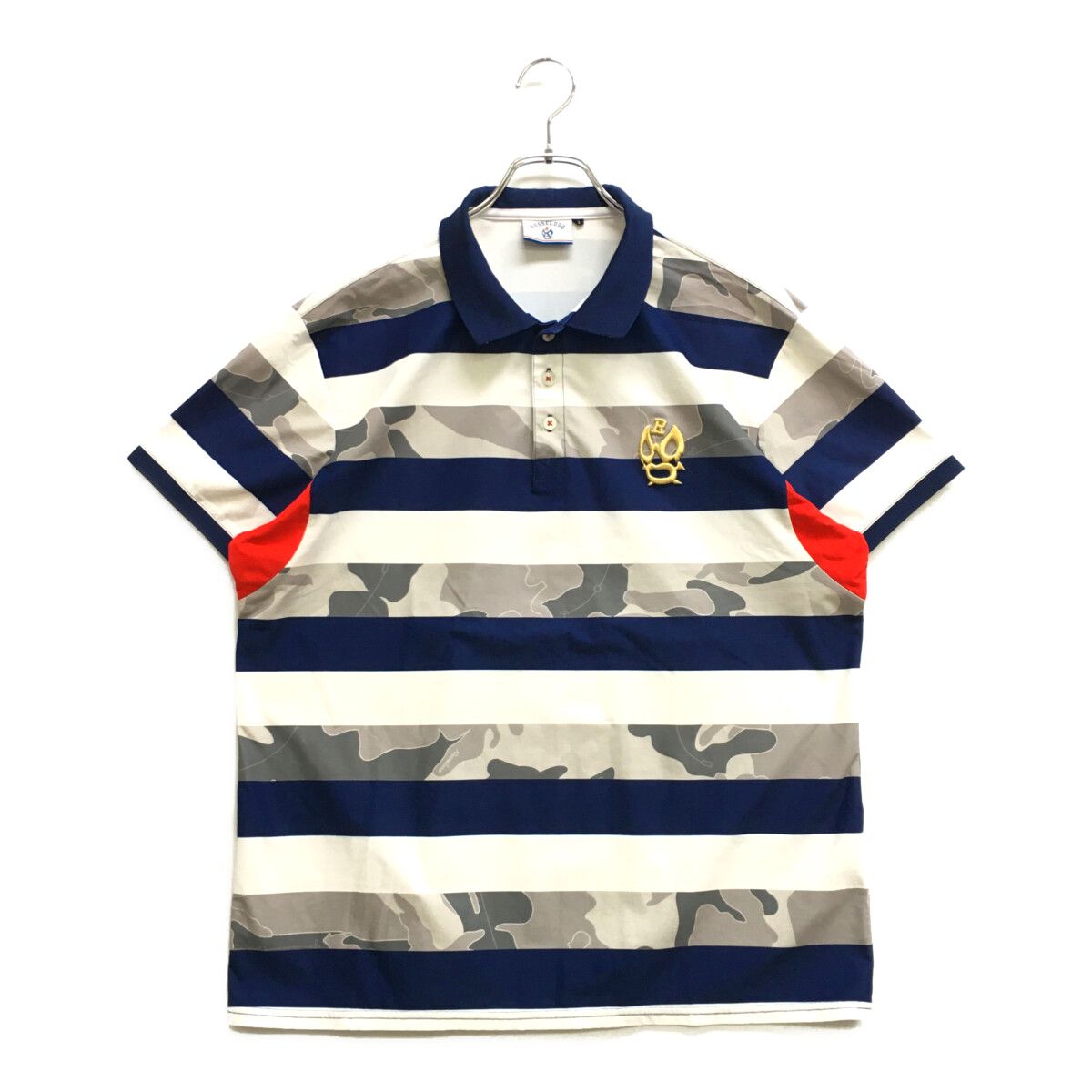 中古 メンズ ラッセルノ RUSSELUNO 半袖ポロシャツ 6(XL) 紺×白 ルチャ 迷彩 ボーダー