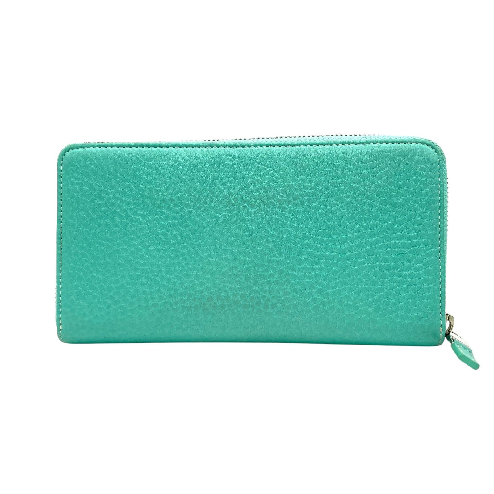 極美品　TIFFANY&Co. レザー長財布　ティファニーブルー　箱カード付き TIFFANY&Co. 新古品 ティファニー ジップ ウォレット レザー L字
