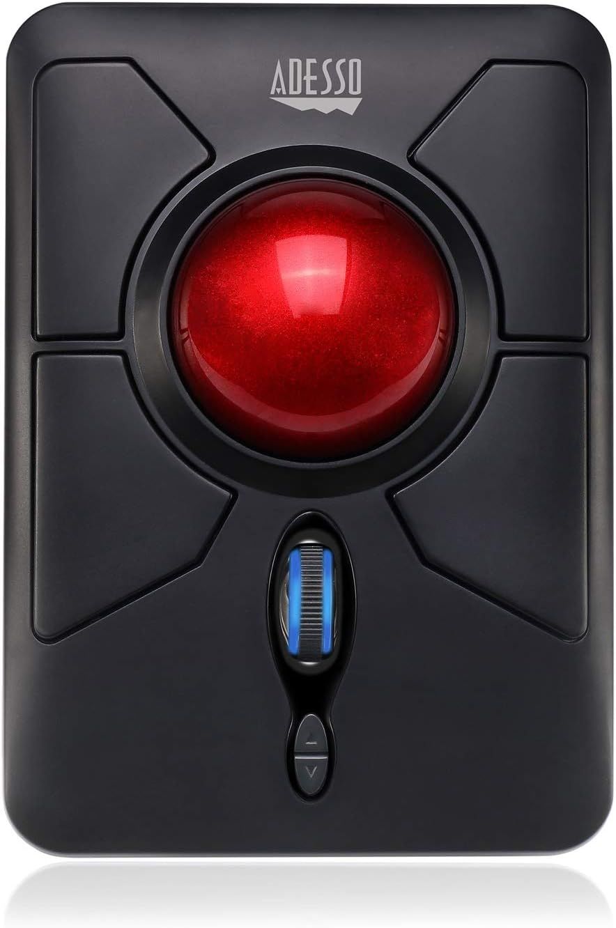 Adesso iMouse T50 ワイヤレス 人間工学 フィンガー トラックボールマウス ナノUSBレシーバー プログラム可能な7ボタンデザイン 5レベルDPIスイッチ 左右両手用