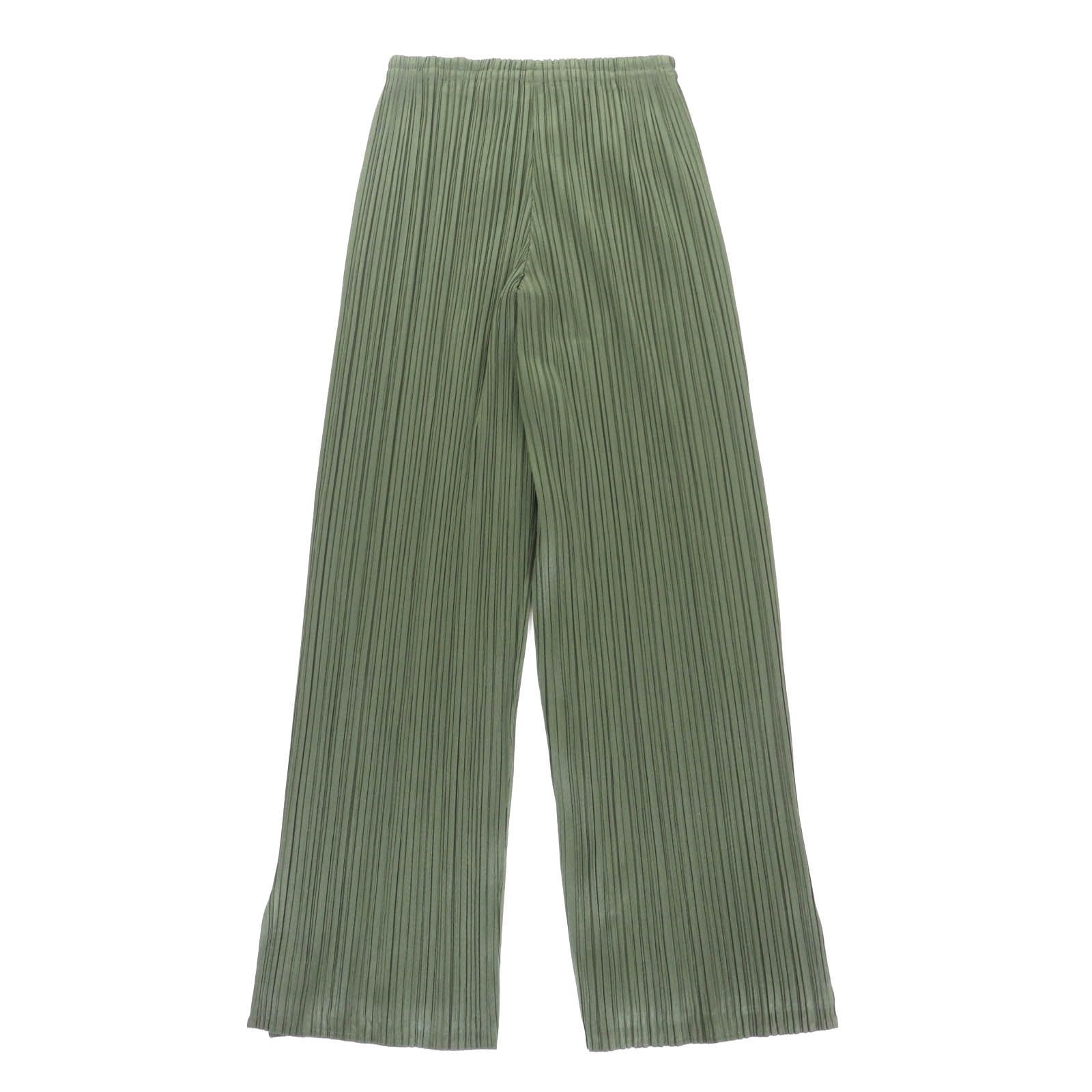 PLEATS PLEASE プリーツプリーズ イッセイミヤケ PP64-JF424 サイドスリット プリーツ パンツ カーキ 2 レディース