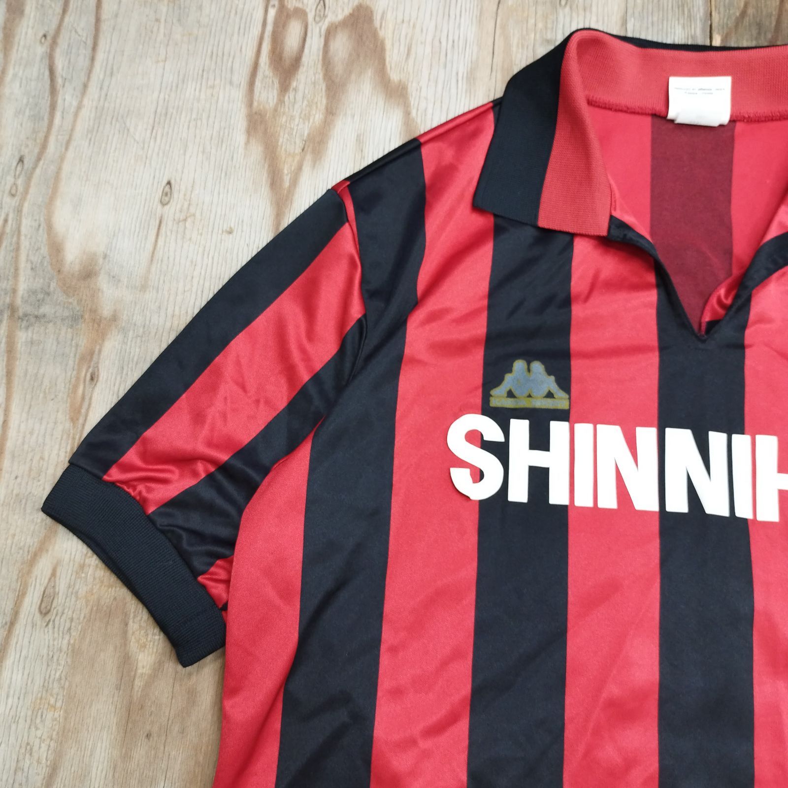 ビンテージ 90s KAPPA メンズL ユニフォーム　サッカーシャツ　赤黒 ビンテージ 90s KAPPA メンズL ユニフォーム サッカーシャツ