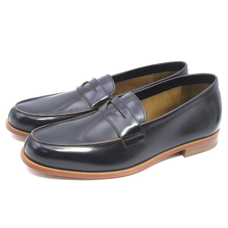 ♥ Paraboot パラブーツ UK6.5 MARSAN 205227 Loafer ローファー スリッポン グロス ガラス加工 レザーソール ブラック 黒 35004823