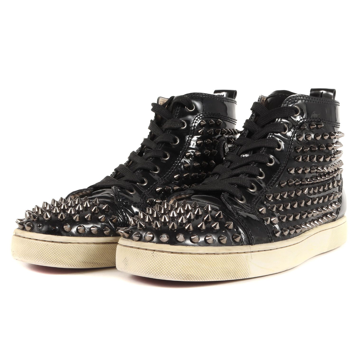 未使用 クリスチャンルブタン パテント スパイク フラットシューズ