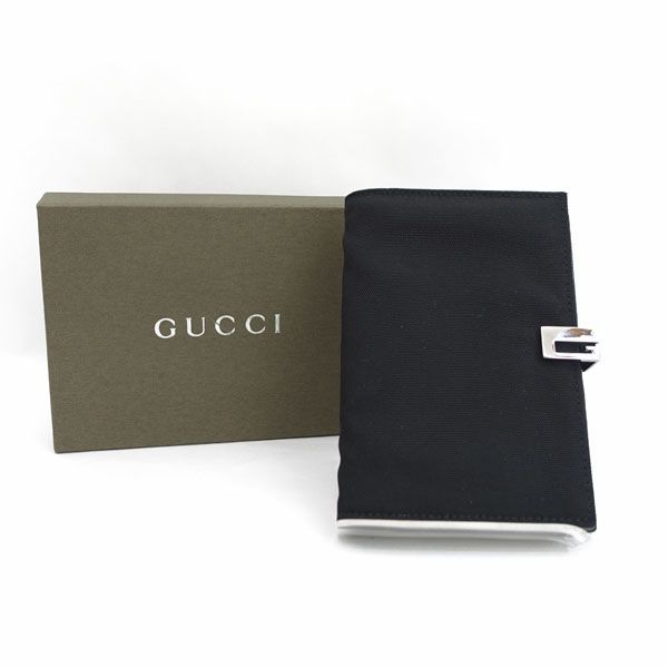 GUCCI | グッチ システム手帳 スリム ミニ 6穴 黒 ナイロン レザー 手帳|アドレス|住所録 ブランド