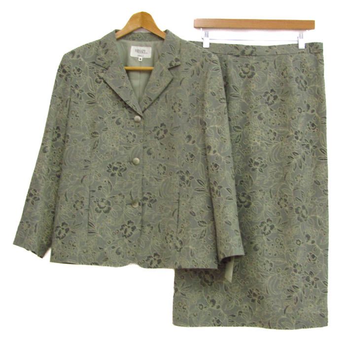 ミゼール セットアップ 上下セット ジャケット ロングスカート レディース 15ABR 84-103サイズ グレー×ベージュ missel