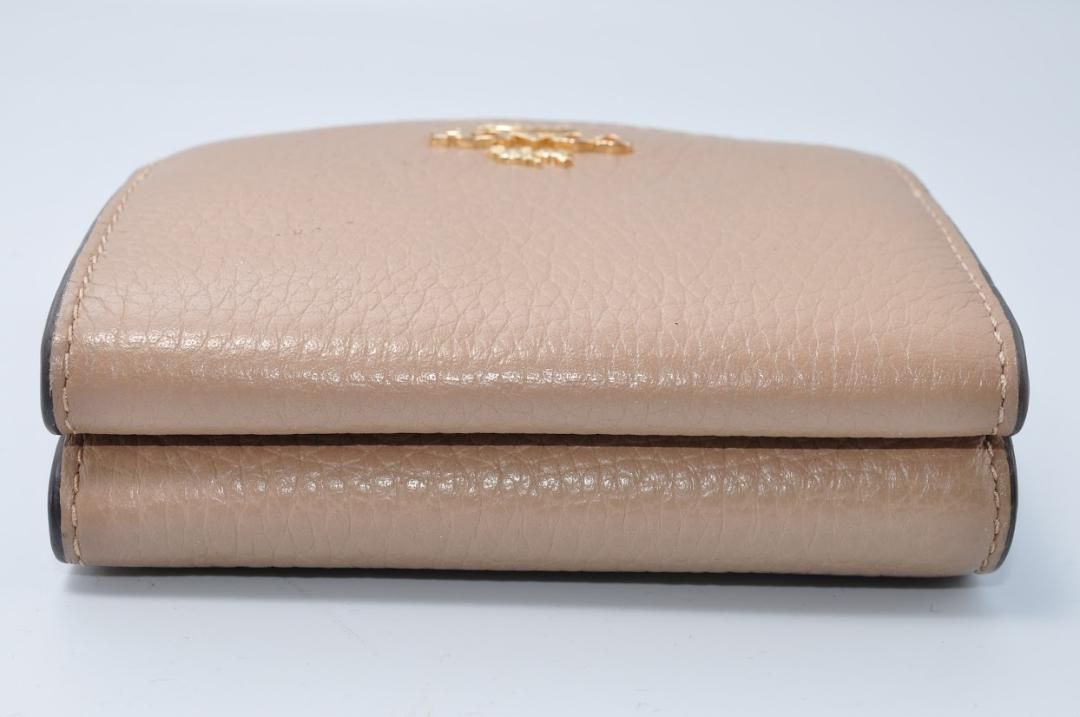 美品 COACH コーチ 三つ折り財布 レザー ベージュ ワインレッド