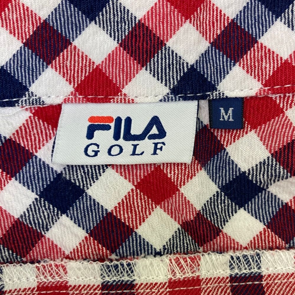 サイズ：M FILA GOLF フィラゴルフ ジップ 半袖ワンピース チェック柄
