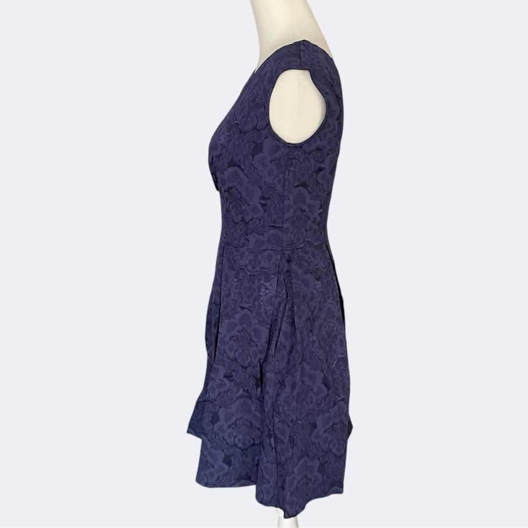 ジャガード紫ネイビーフ ワンピース