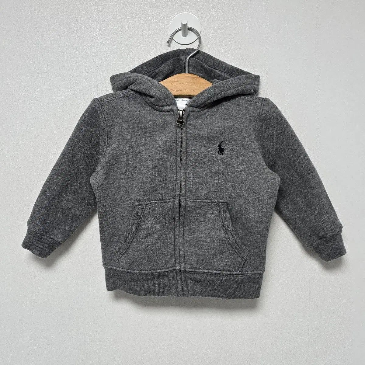 12m ポロ Ralph Lauren(ラルフローレン) キッズ 裏起毛 フード ジップアップ グレー