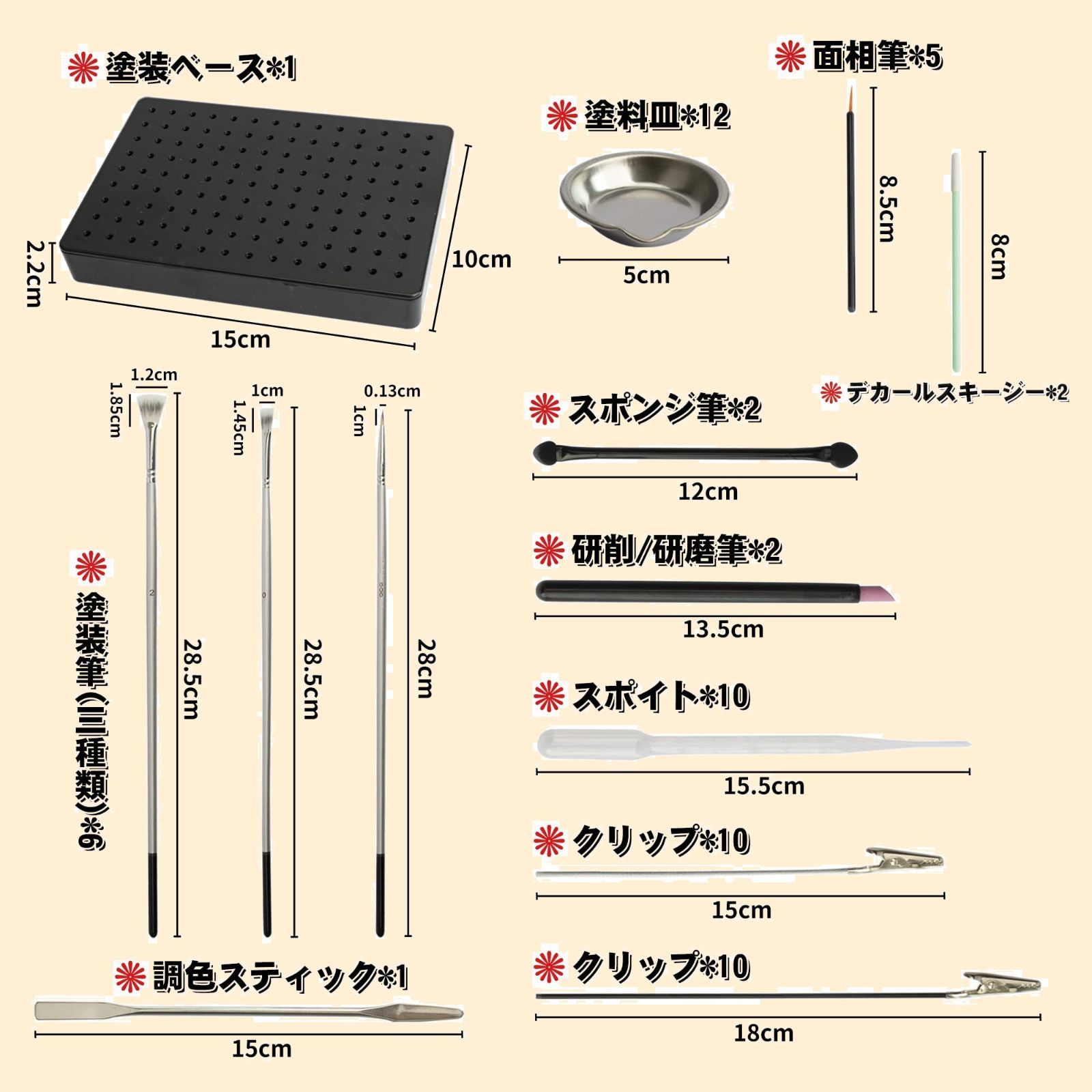 プラモデル 塗料 プラモデル 工具セット 筆 面相筆 平筆 塗料皿 調色スティック 生ぬるい