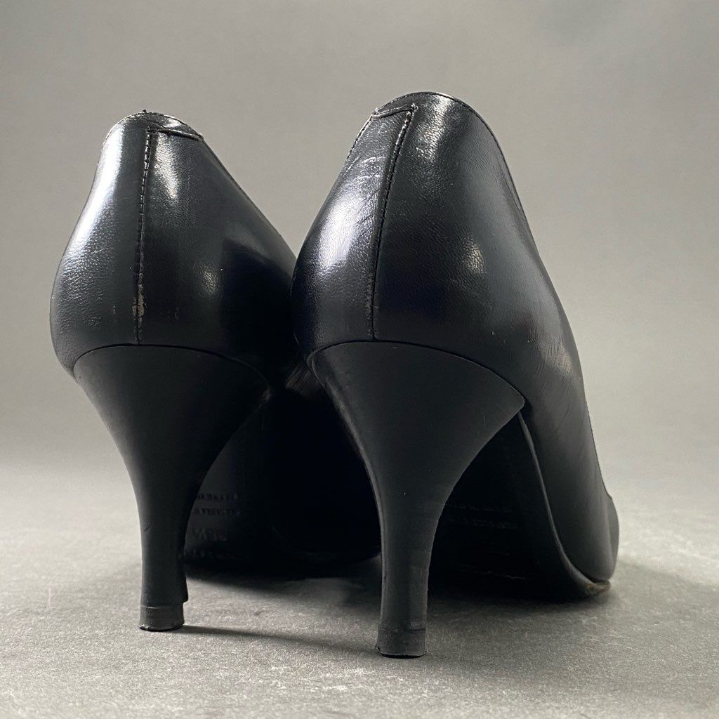 2f13 HERMES エルメス レザーヒールパンプス 35 1/2 ブラック Leather