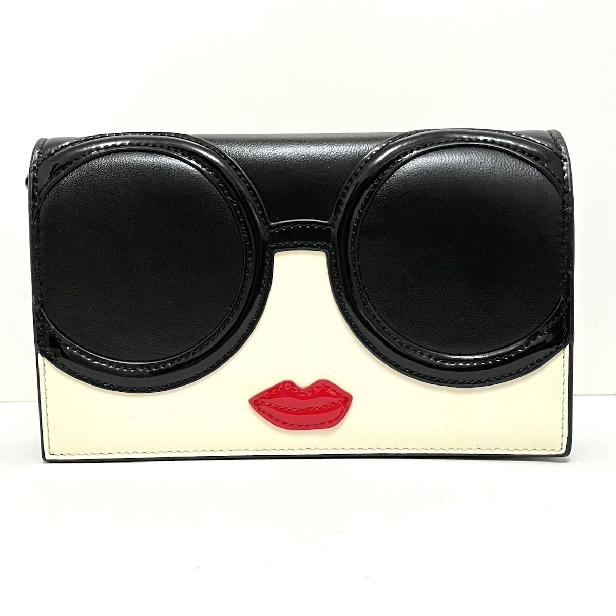 alice+olivia(アリスオリビア) 財布 - 黒×白×レッド チェーン 