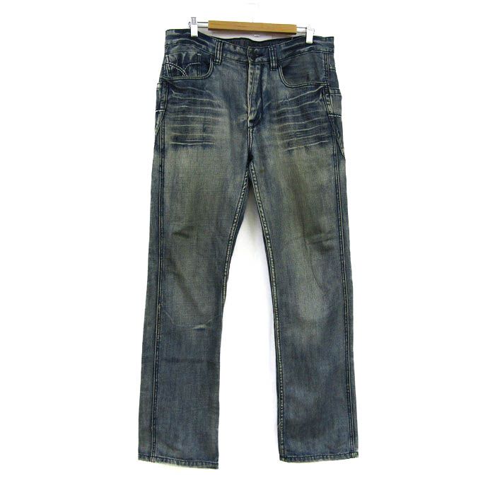 エコーアンリミテッド デニムパンツ ボトムス ジーンズ ダメージ加工 メンズ W32サイズ ブルー ecko unltd 【中古】