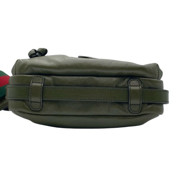 グッチ GUCCI ダブルG ショルダーバッグ クロスボディバッグ ウェブストライプ カーキ レザー メンズ 5E109 KARIMZIABAT_FR