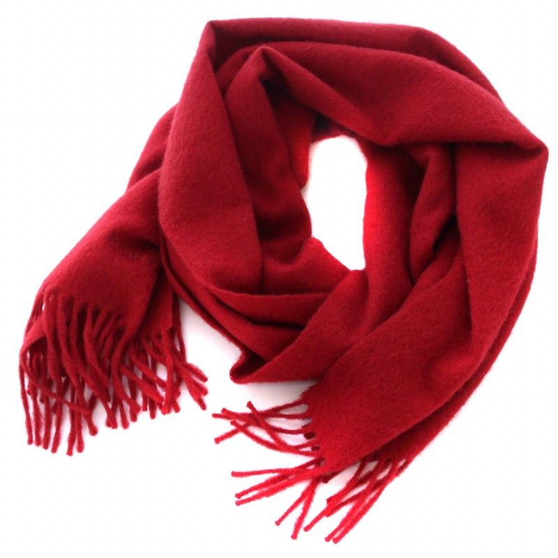 エルメス　マフラー　ロゴ入り　レッド エルメス HERMES マフラー ストール ロゴ刺繍 カシミヤ 赤