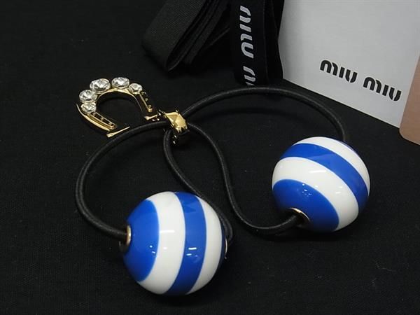 miumiu ミュウミュウ ヘアゴム ヘアアクセサリー レディース ブルー系×ホワイト系 FJ2979