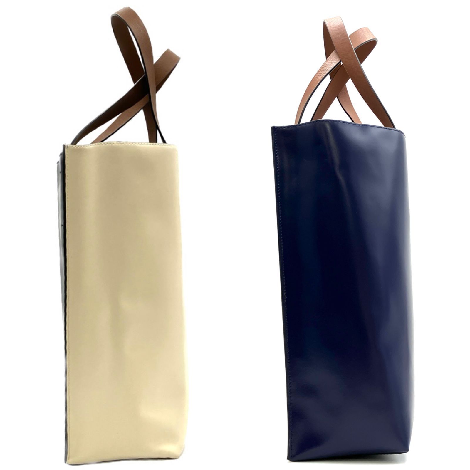 MARNI MUSEO マルニ トートバッグ ブルー&ホワイト レザー D-4991 