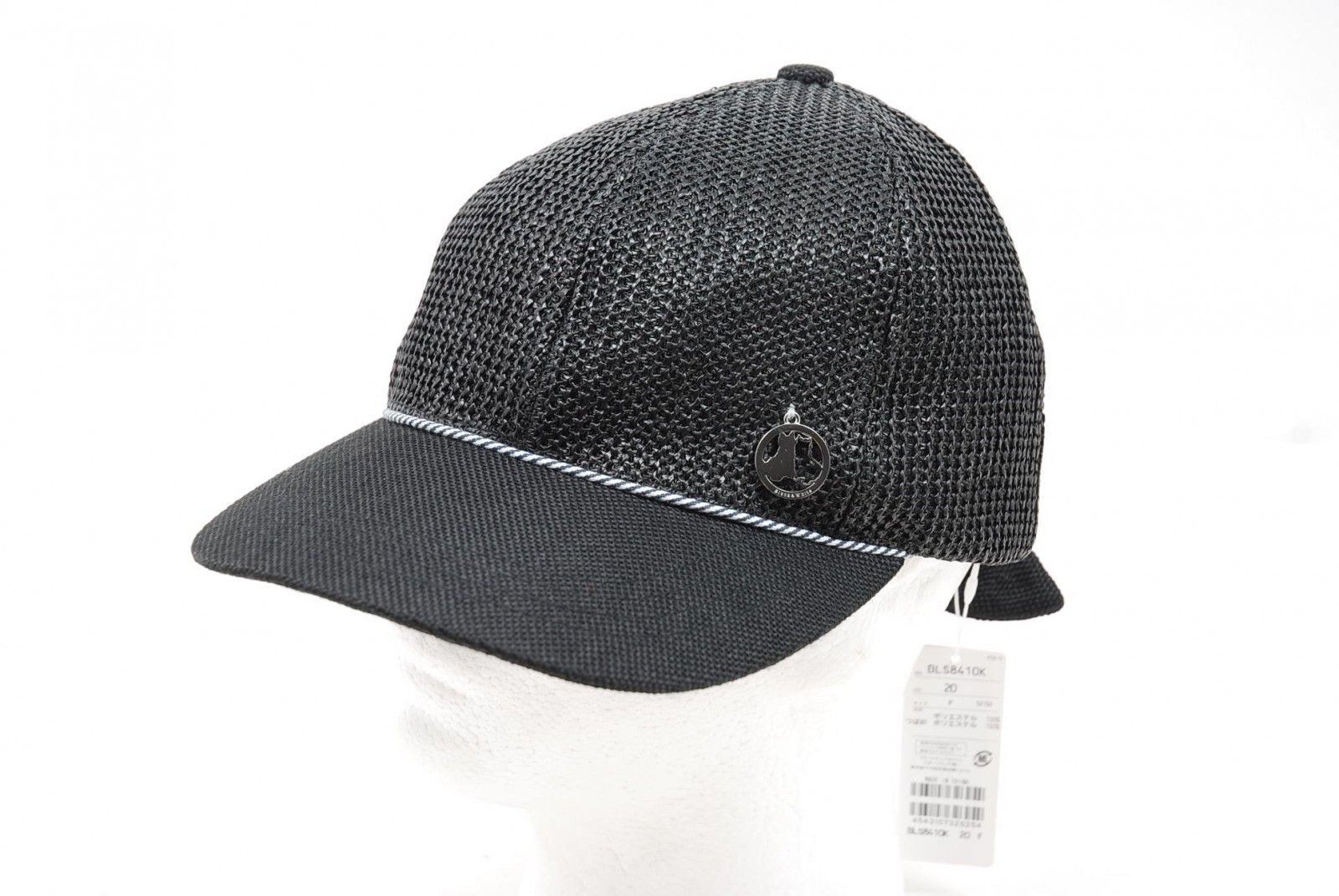 未使用品 ブラック＆ホワイト BLACKu0026WHITE キャップ フリー ブラック 黒 バックリボンキャップ メッシュ