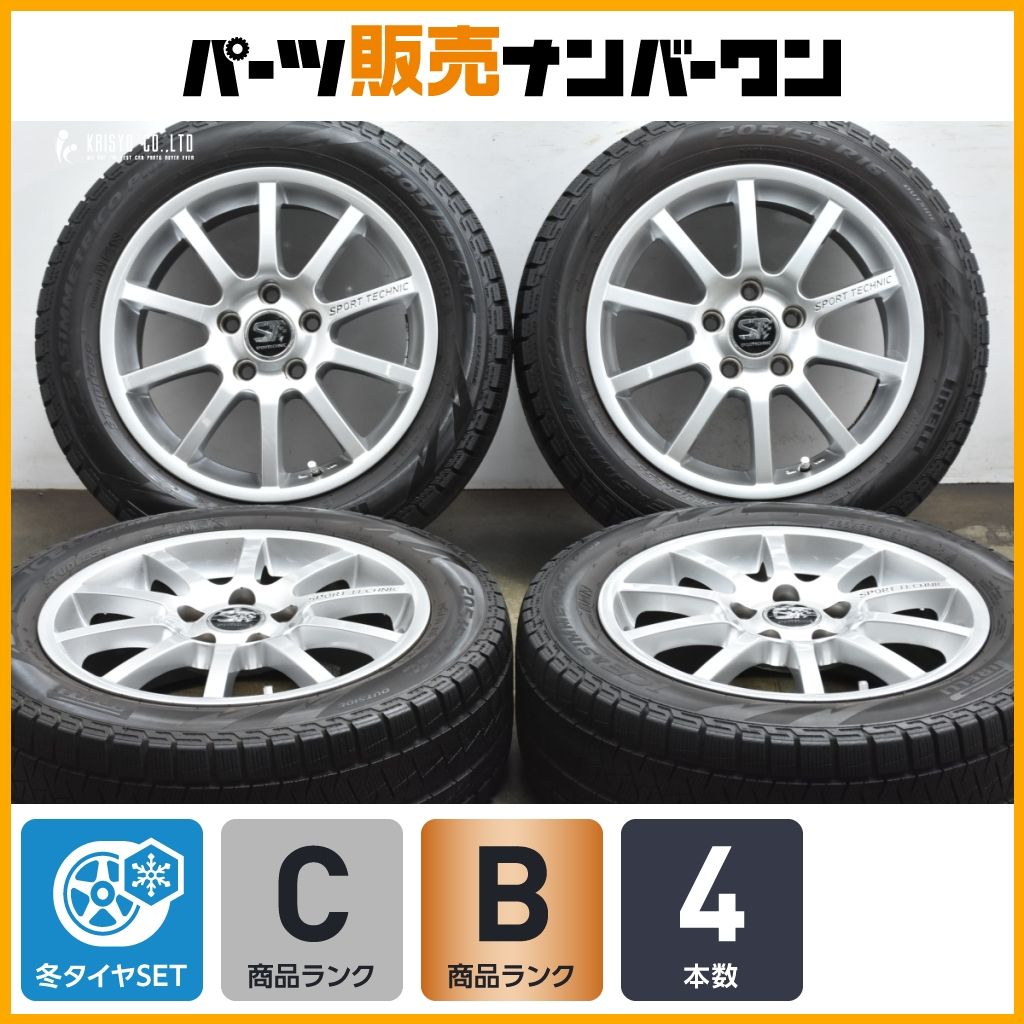 バリ溝 スポーツテクニック 16in 6.5J 49 PCD112 アイスアシンメトリコプラス 205 55R16 フォルクスワーゲン ゴルフ アウディ A3