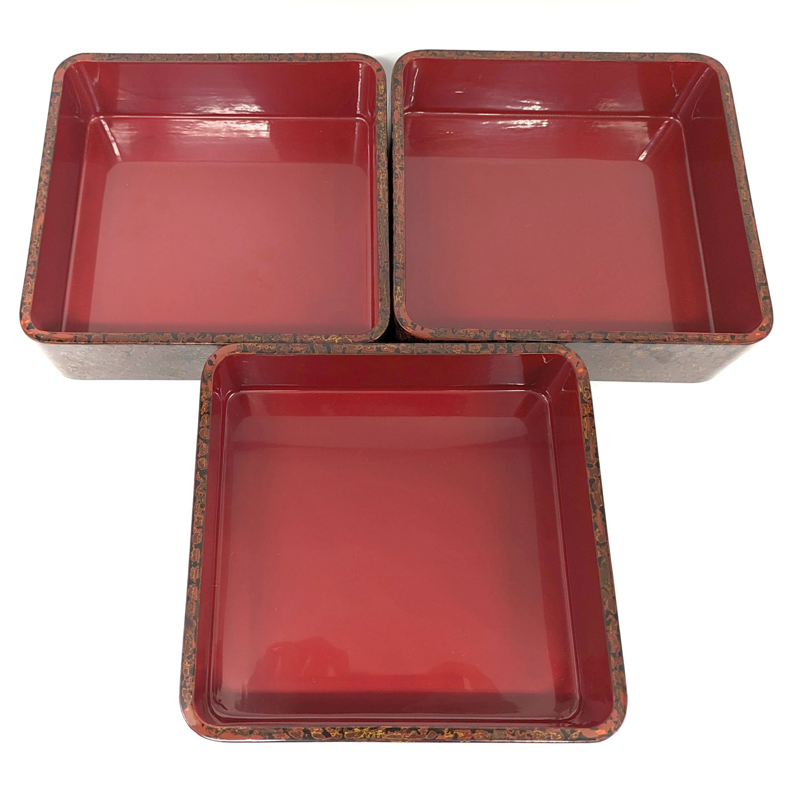 重箱 津軽塗 三段重 高級漆器 津軽塗（唐塗）バカ塗り・重箱・三段重・漆器・No.230907-16・梱包