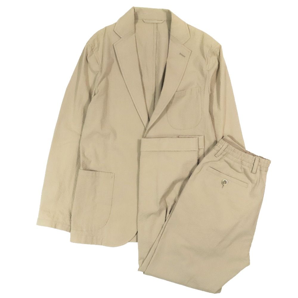 GIANNETTO ジャンネット RIVIERA JACKET ERIK PANTS コットンシアサッカー スーツ セットアップ ベージュ 44 メンズ 古着