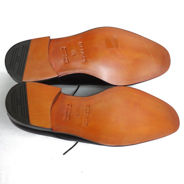 HERMES エルメス レースアップ ビジネスシューズ ブラック 41 1/2 革靴 