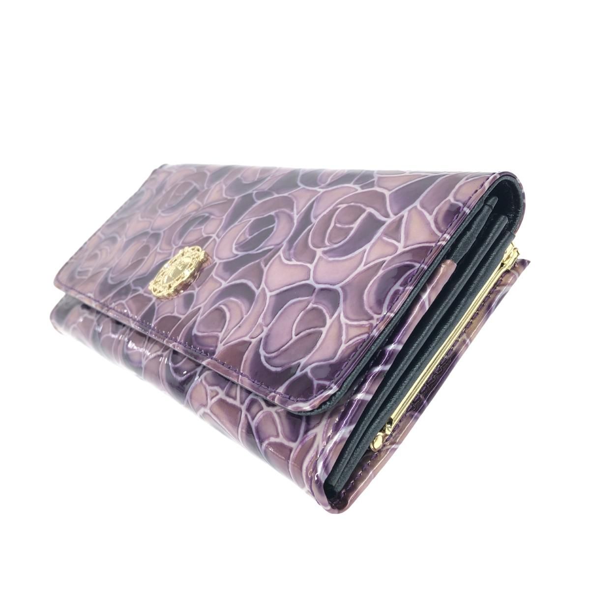 新品同様 ANNA SUI アナスイ 二つ折り長財布 財布 パープル