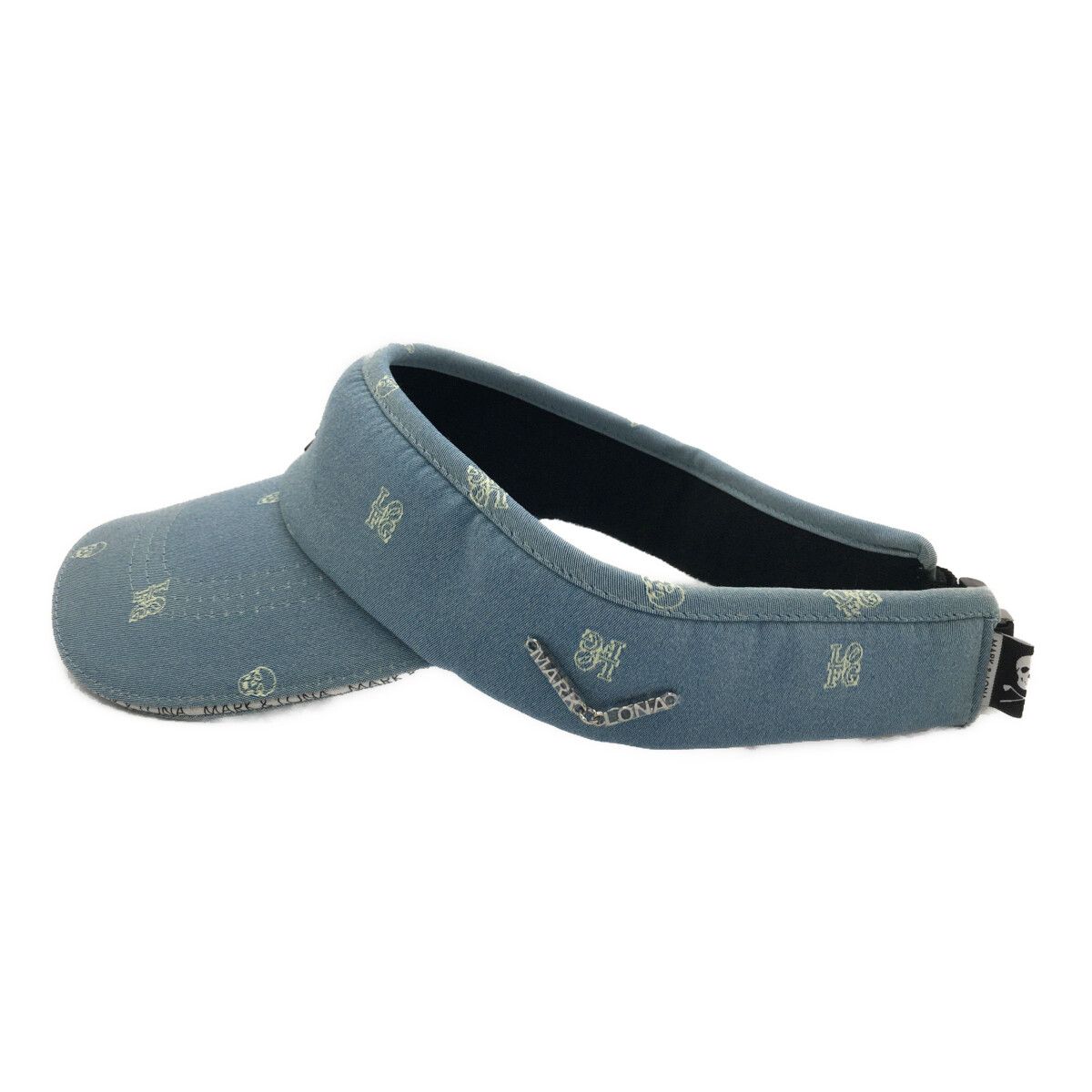 マークアンドロナ MARK-LONA サンバイザー フリー ブルー スカル 総柄 ロゴチャーム