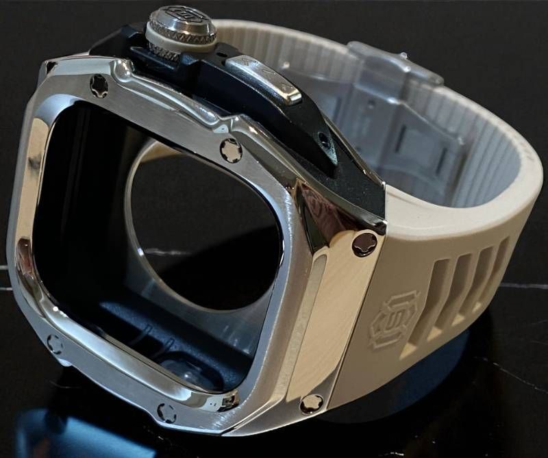 シルバーケース サンドホワイトラバー Apple Watch Ultra 1|2|3. 49mm アップルウォッチ ウルトラ プレミアムカスタムコレクション