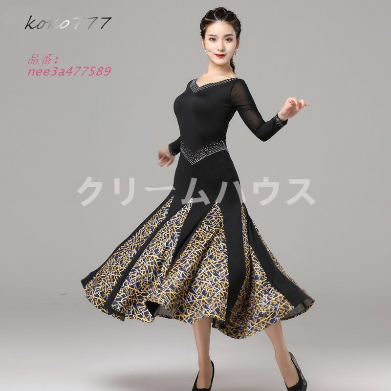 ⚫︎Sanline 社交ダンス衣装 ドレス レース ラインストーン ワンピース 美品 社交ダンス衣装】レッド ワンピース ドレス 赤 ライン